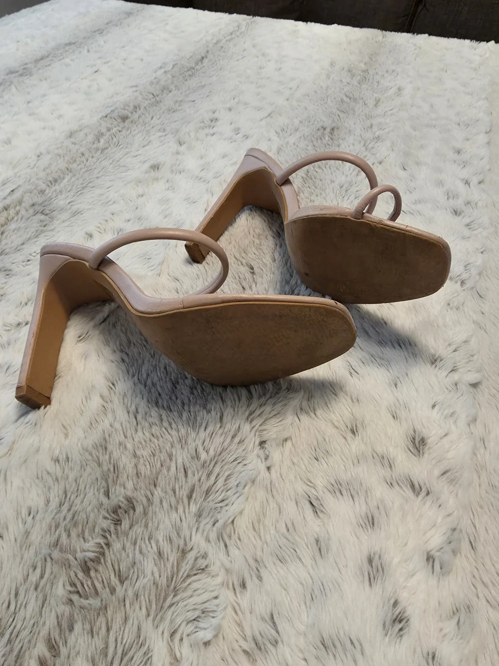 Blush Pink Strappy High Heel Mules 7.5 - Picture 7 of 7